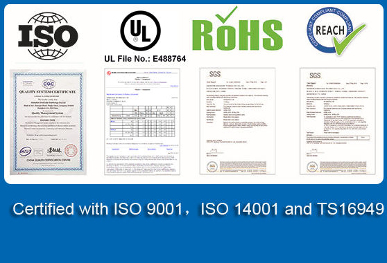 Certified with ISO 9001，ISO 14001 and TS16949